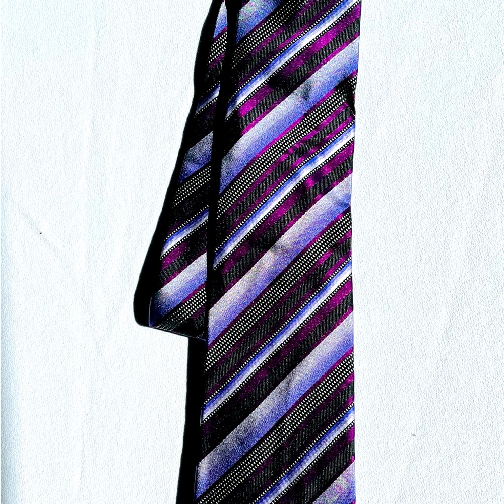 Striped Purple and Black Tie